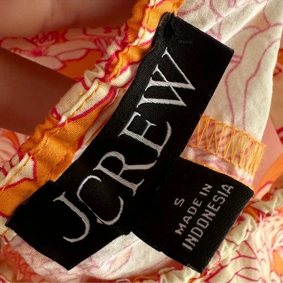 J. CREW Tie Front 100% Cotton Poplin Midi Loose Fit Dress in Orange Floral Small - Picture 9 of 15